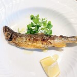 La Brianza - 徳島県産子持ち鮎。頭から尻尾まで、まるっと余すところなく堪能させていただきました～ご馳走様でした(*˘︶˘*).｡.:*♡