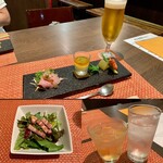 鉄板Diner JAKEN - 2020/08/30前菜､サラダ､飲み物