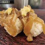立ち寿司横丁 - イカゲソ生姜の炙り　炙ると美味い！