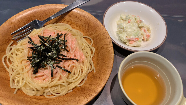 たらこソースシシリー風スパゲティをいただきました(^｡^)500円』by