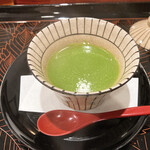 割烹 新多久 - 小松菜の茶碗蒸し