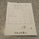 Kurukuru Sushi - ちなみに「くるくる寿し」は、紙に書いてオーダーするスタイルをとっているとのこと。