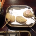 ホタテ、レンコン肉詰め、鰆