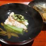 御料理ふじ居 - 薄豆豆腐と甘エビの椀