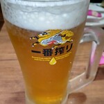 Kankoku Izakaya Iru - ますは生ビール中で乾杯 (キリン一番搾り) ¥600