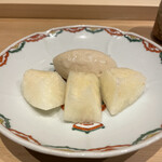 日本料理 研野 - ほうじ茶アイスと20世紀梨