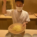 日本料理 研野 - 自家製玉子麺 細平麺