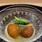 日本料理 研野 - ジャンボなめこと壬生菜のお浸し