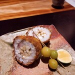 炭火割烹 白坂 - ⚫「カマス松茸巻き　実山椒タルタルソース」