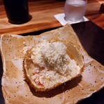 炭火割烹 白坂 - ⚫「毛がに  栗」栗を粉雪のように振りかけた、いい調理方法だ