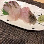 お席 みきち - お造り3種(秋サワラ、アイナメ、真鯛)