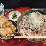 Nikusoba Maruri - 冷たい肉そば(特盛)+ミニからあげ丼