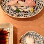 Sushi Matsumoto - 真鯛　シマアジ　甘鯛昆布締め。甘鯛が特に良かったな。