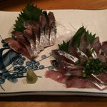 海鮮酒家 和泉 - 〆サバ刺しとシマアジ刺し。鮮度抜群でうまぁ～！！！