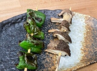 Ganso Yakitori Marukamo Honten - ピーマンと椎茸