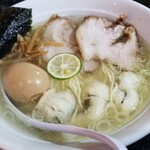 塩そば専門店 桑ばら - 揚げ鱧塩そばと鮭ハラス丼の定食