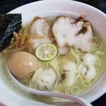 塩そば専門店 桑ばら - 揚げ鱧塩そばと鮭ハラス丼の定食