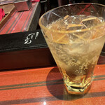 Tsuru tontan - つるとんたんハイボール。　人生で一番遅い（早い？）時間の乾杯。　睡眠不足もあり沁みる。