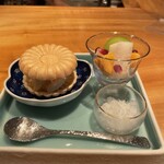 おおたに - さつま芋のアイス最中、秋果実のレモンシャーベット