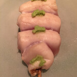 オオクサ - 最初はいつも決まって笹身さび焼き　今日は大和肉鶏です（過去撮影分）