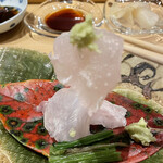 鮨処 池上 - 長崎五島列島の本クエ 塩パラ山葵で