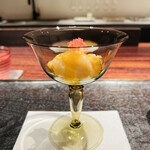 きう - ◆本つぶ貝（北海道）フィンガーライム（長野）ホワイトバルサミコ酢味噌