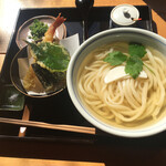 手打ちうどん 有馬 - かけうどん 550円＋天ぷら 350円＝900円