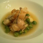 エル ブランシュ - 三皿目　北海道サロマ湖産帆立貝とフランス産カエル