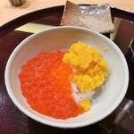 海老亭別館 - お食事。生カラスミとイクラの組み合わせが良いです。
