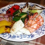 再度山荘 - 香味野菜と海鮮の串焼き　香草風味