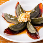 Century egg onion sauce