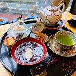 うつわカフェ 茶箪笥 - お茶会セット（メインデザートはぜんざい、ドリンク1杯目は玄米茶）