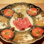 祇園肉料理 おか - 昆布締めされた牛ロースのカルパッチョ