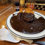 カレーの南海 - 牛スジカレー+メンチカツ+エビフライ　900円+330円+260円