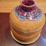 福井割烹 望月 - 温物：魚介と木の子徳利蒸し（蛤、海老、鱈）