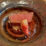 福井割烹 望月 - 台物：若狭牛サーロインステーキ、じゃがいもマッシュ、無花果