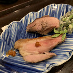 鳥田中 - 七谷鴨コンフィ、かんずり乗せ