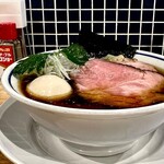 手打式超多加水麺 ののくら - 煮玉子、ワンタン中華そば（醤油）