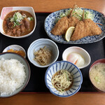 ドライブインサザエ - アジもつセット定食 1050円