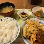 ふじ - かき揚げ、ハンバーグの日替り定食
