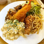 Sakura Shokudou - 唐揚げ&エビフライ定食950円税込