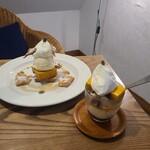 JOURNAL CAFE - かぼちゃプディングのミルフィーユ風、かぼちゃプディングとあずきのミニパフェ