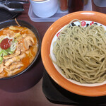 むげん - 赤辛野菜味噌つけ麺+大盛り+メンマ