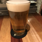 ヒマラヤテーブル - 日本海倶楽部(石川)のピルスナー。今回のはいつもよりちょっとコクが足りなくて物足りなかったかも。とは言え、まずはこれ！な気持ちにしっかり応えてくれますよ☆