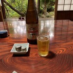 東屋 - お通し・ビール（大瓶）