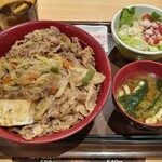 すき家 - すきやき牛丼(メガ)シーザーサラダセット