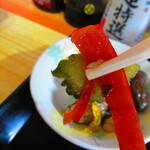 お食事処 河童 - 日替わりワンコインランチ・塩秋さけ定食　５００円（税込）の野菜の煮物のアップ【２０２２年１０月】