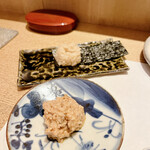 鮓 きずな - 北海道余市産あん肝 奈良漬と三重県産 焼き海苔