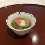 あざみ野 割烹 SEKIDO - のそれ（穴子の稚魚）とめかぶ わさび 長いも お蕎麦の汁みたいなお出汁のお味で美味しい