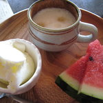 ジェラート、カフェオレ、すいか